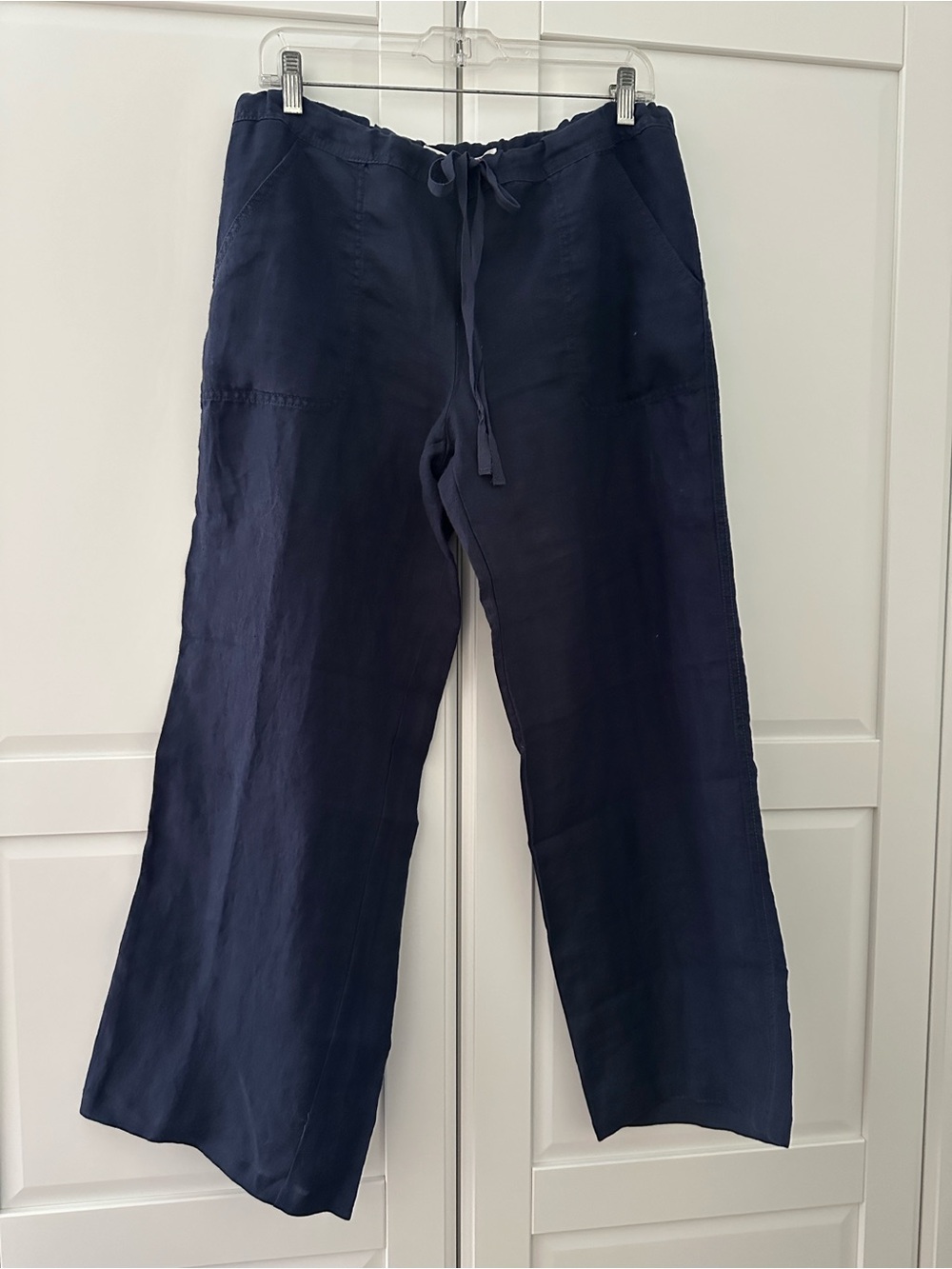 Max Studio Navy Blue Linen Drawstring  Trousers - Size M